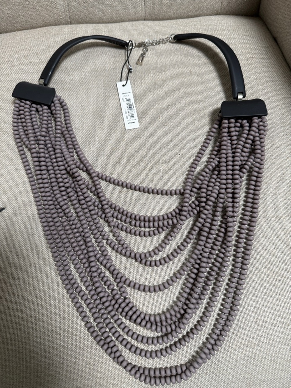 Lafayette 148 New York Multi-Strand Taupe Beaded Necklace